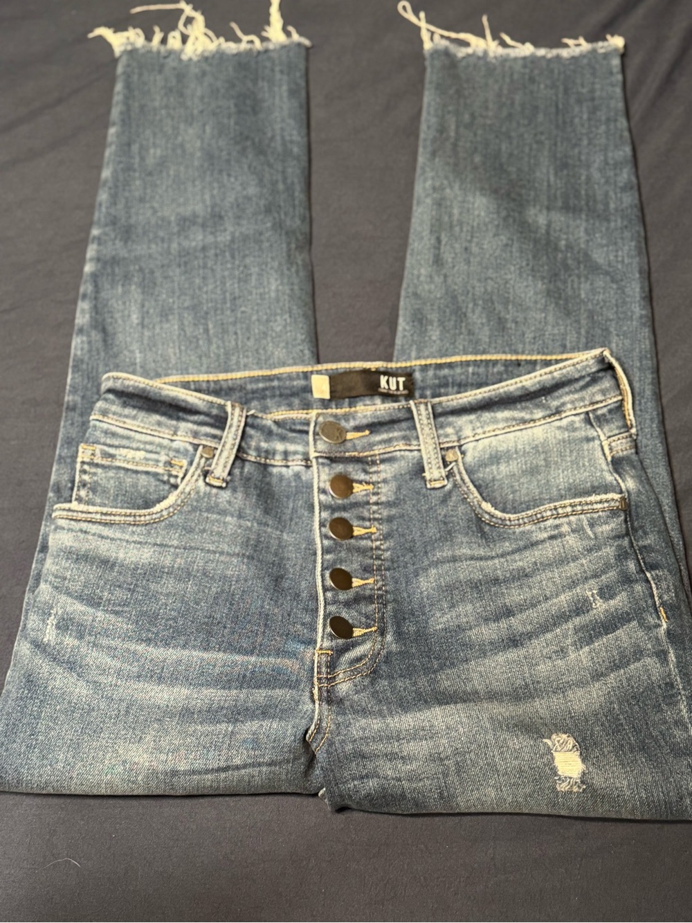 Kut From The Kloth Men's Skinny Distressed Medium Blue Jeans